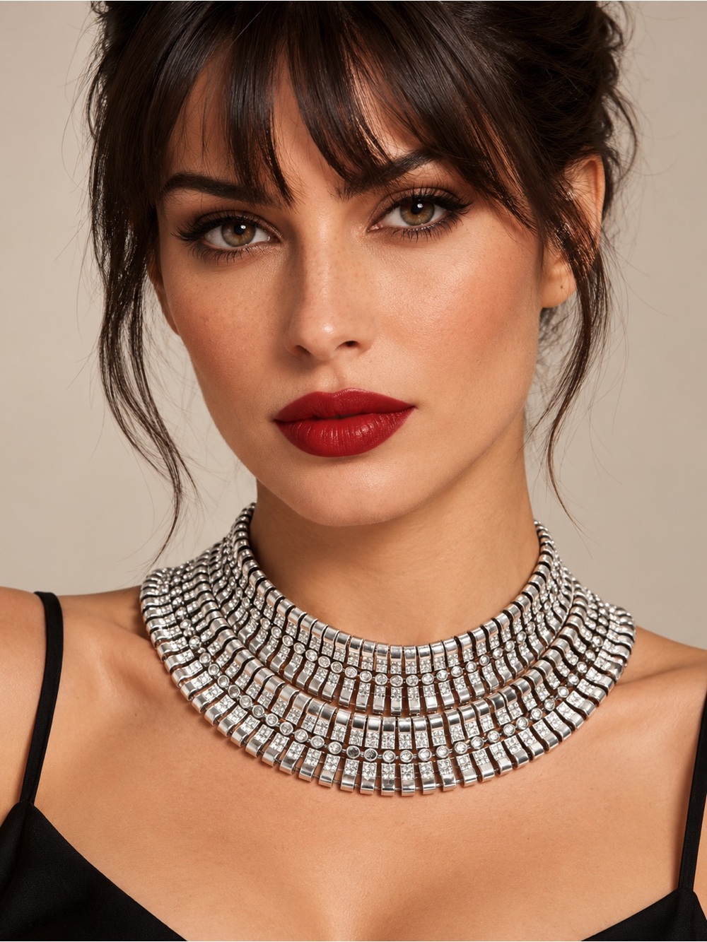 REVOLVE Silver Multi-Row Crystal Collar Necklace
